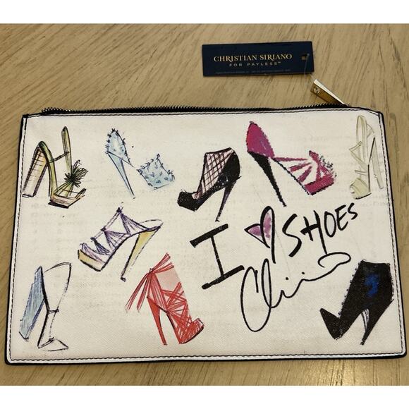 Y2K Christian Siriano Purse Makeup Bag Payless I Love Shoes Clutch 80s 90s Style - Picture 1 of 8